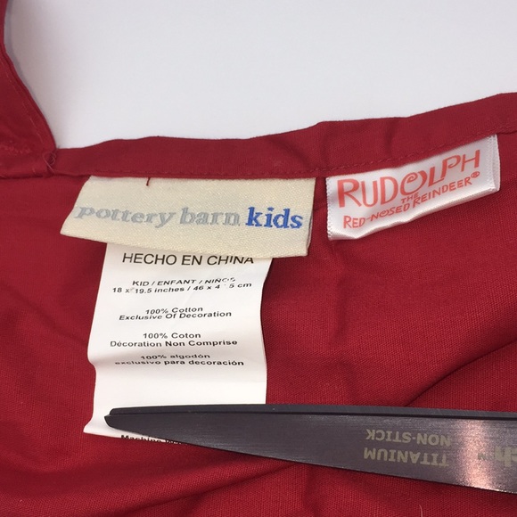 Pottery Barn Kids Christmas Red Rudolph Child Apron Damian Holiday - Picture 7 of 15